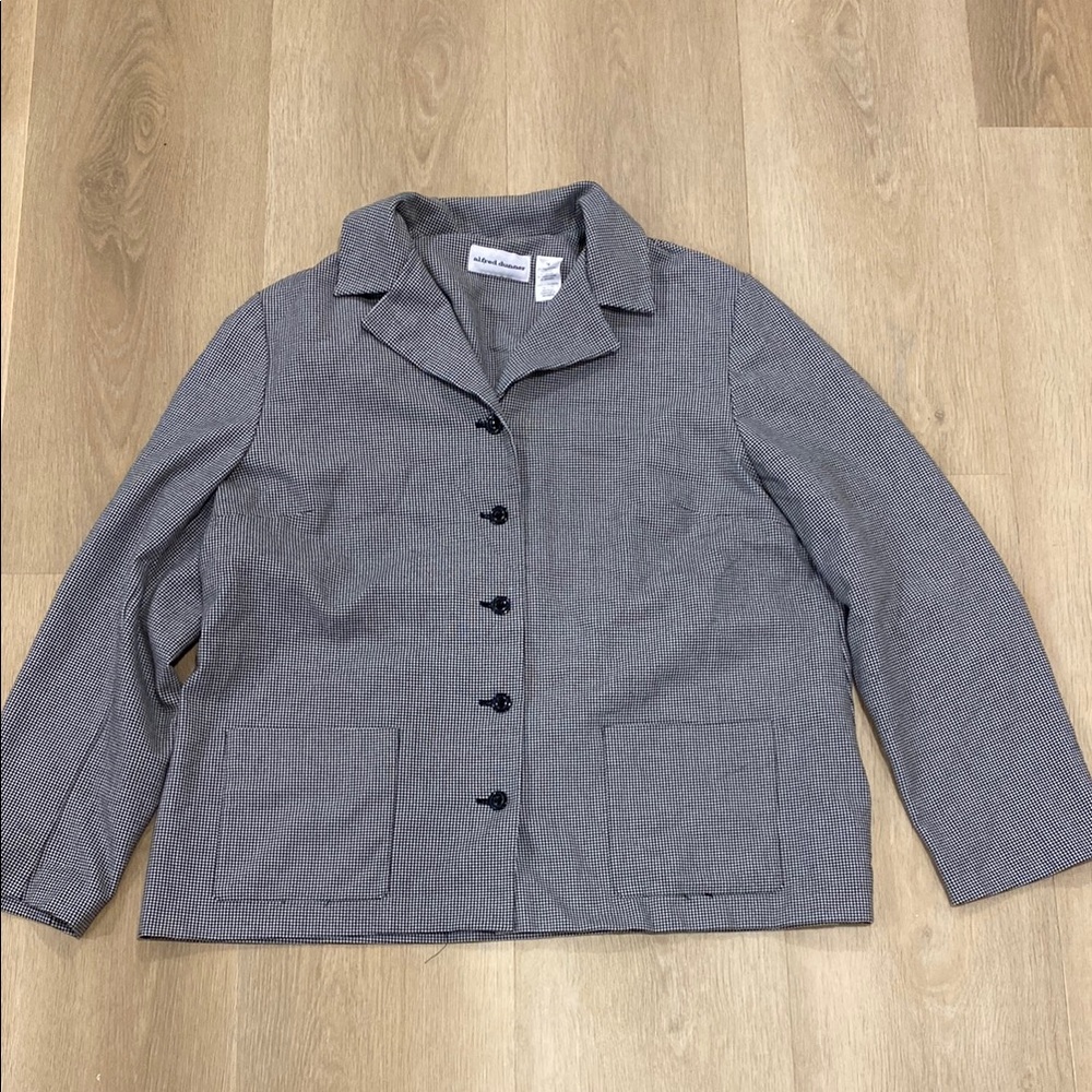 Alfred Dunner Houndstooth Blazer with 2 Front Pockets Size 18